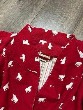 L.L. Bean Red Robe with White Polar Bear Print